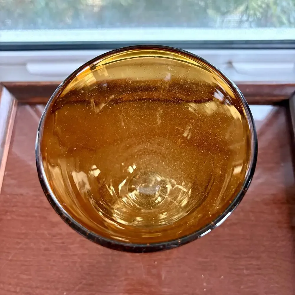 Set of 4 Artland Amber Bubble Glass Goblets 8.25” Tall Vintage Wine Glasses